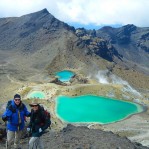 Trekking past the Emerald Lakes, the scenery is incredible.